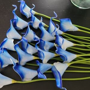 Blue and White Calla Lily Artificial Flowers